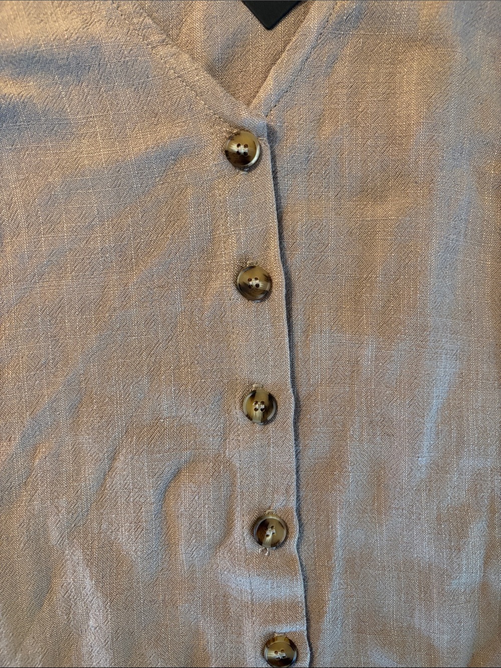 Lulu's Lightweight Tan Button-Front V-Neck Tank - Picture 4 of 5